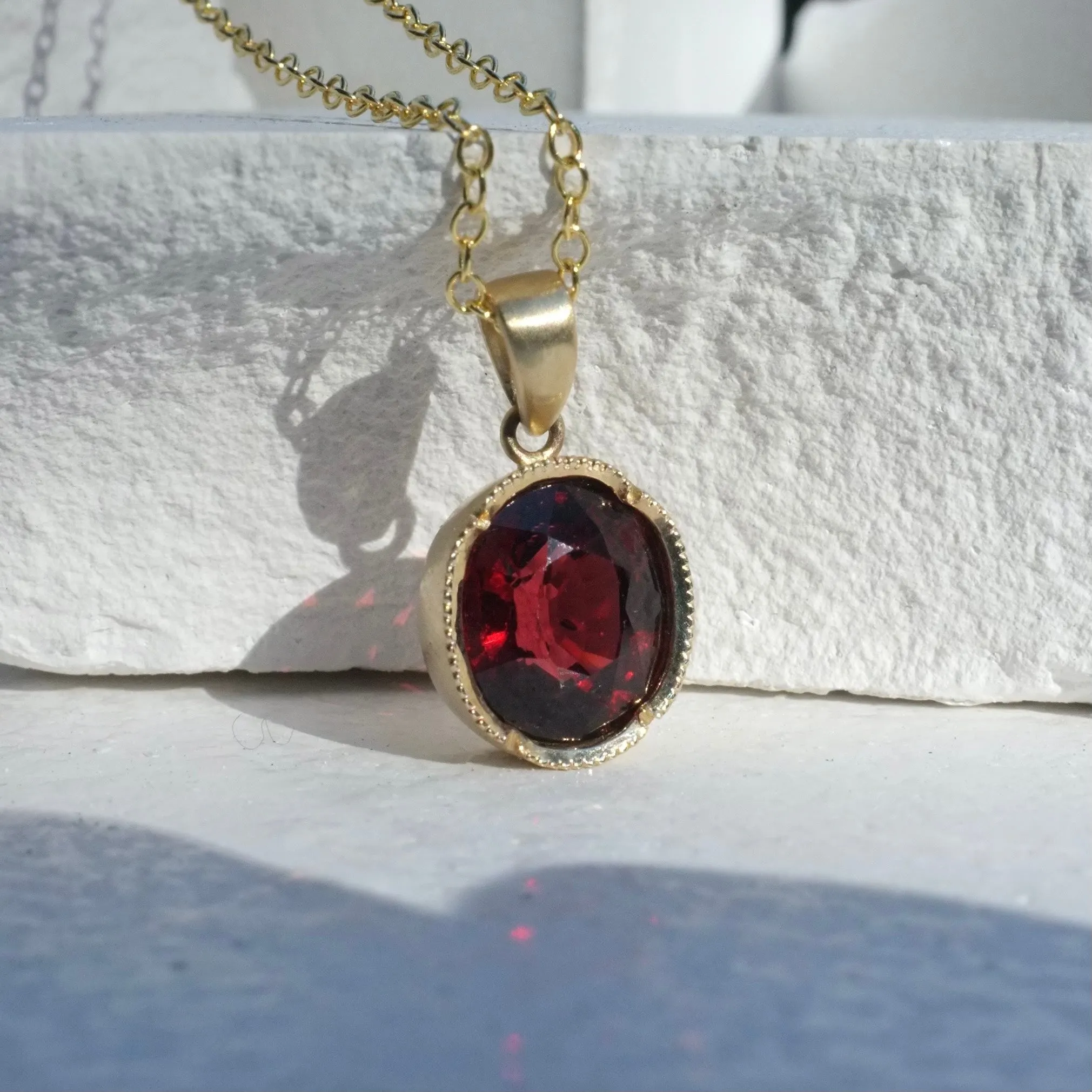 Garnet Drop Necklace