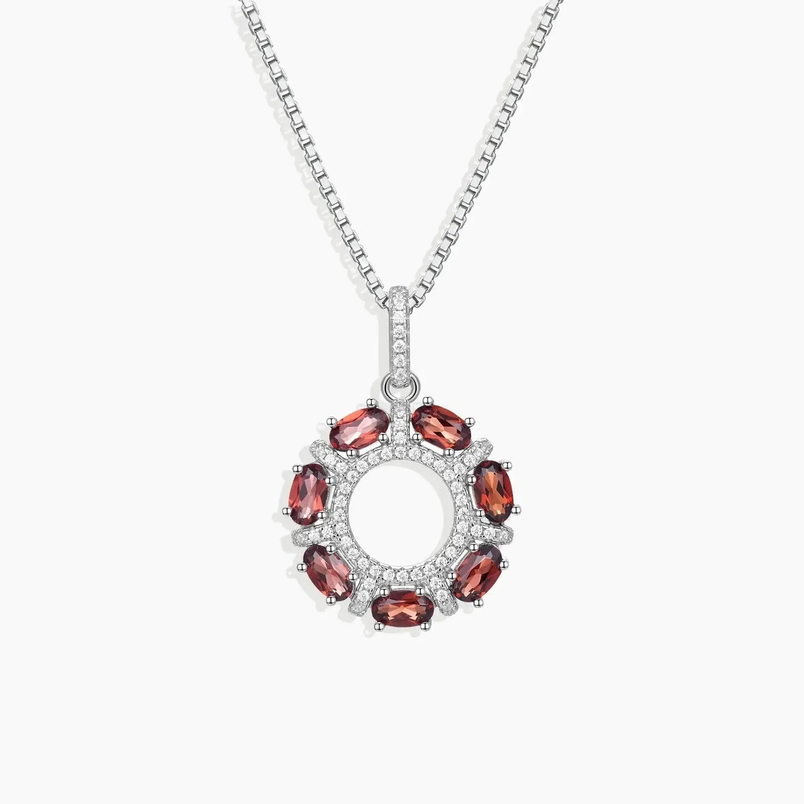 Garnet Galaxy Pendant Necklace in Sterling Silver - Irosk ®