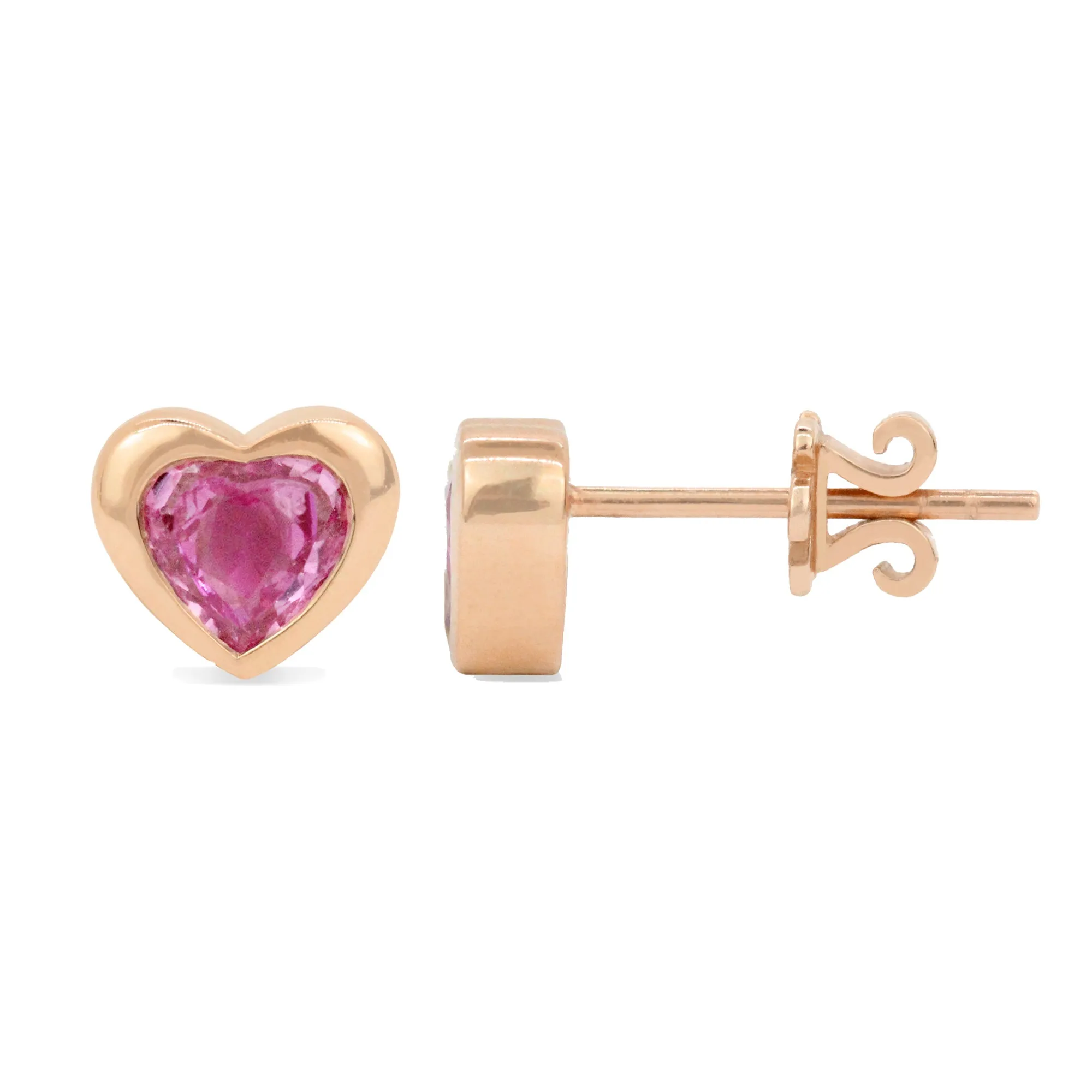 Gemstone 14K Puffy Heart Stud