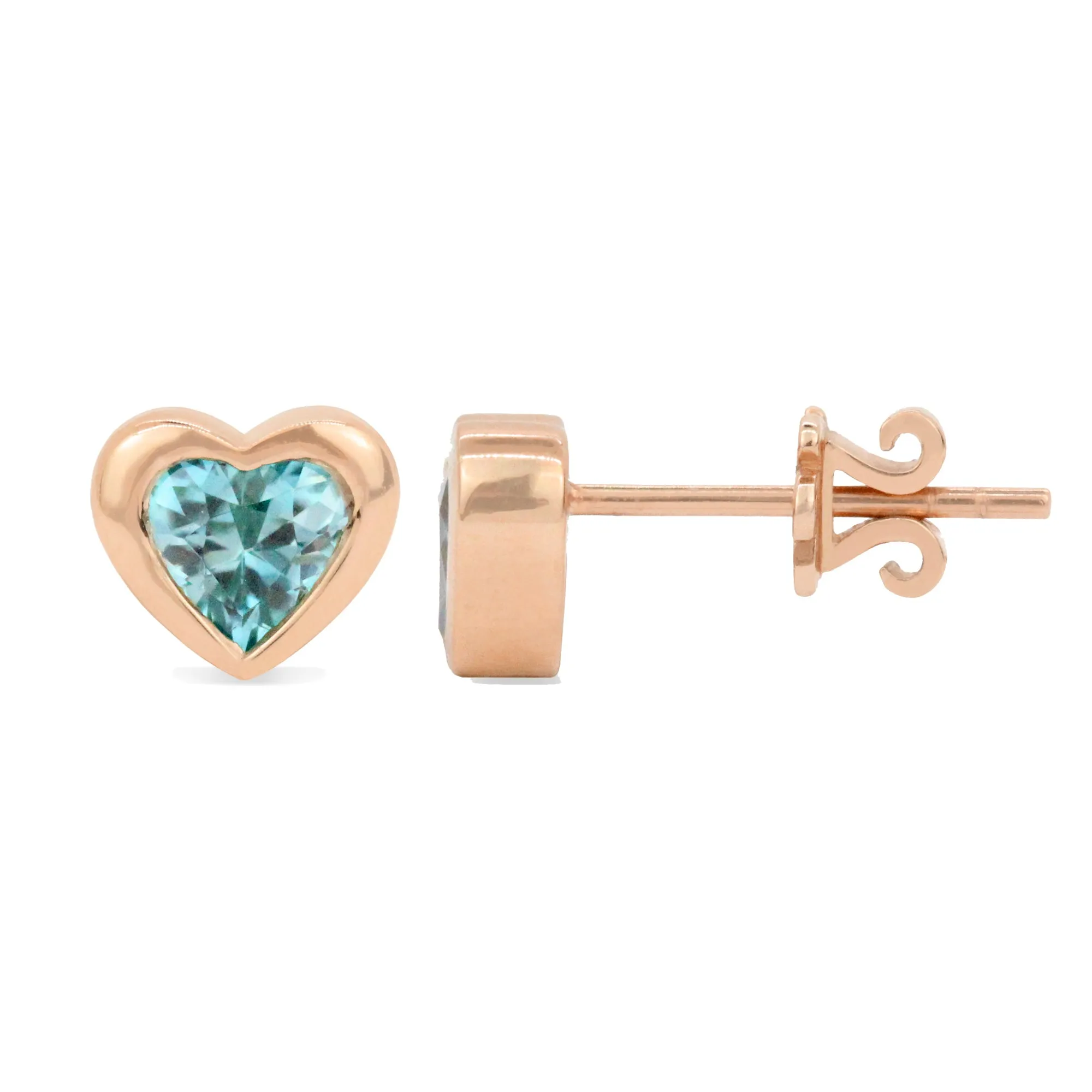 Gemstone 14K Puffy Heart Stud