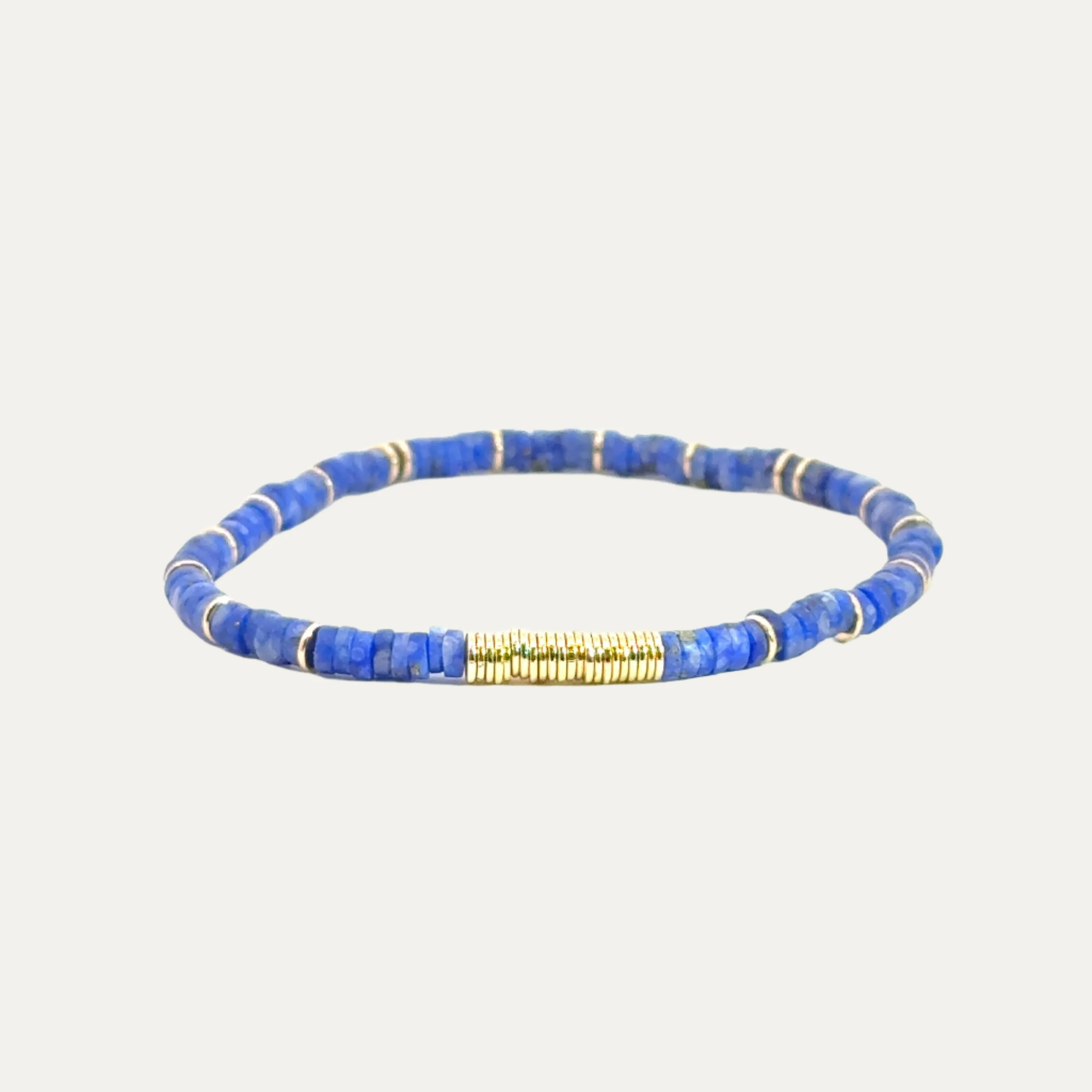 Gemstone Beaded Stretch Bracelet-Lapis