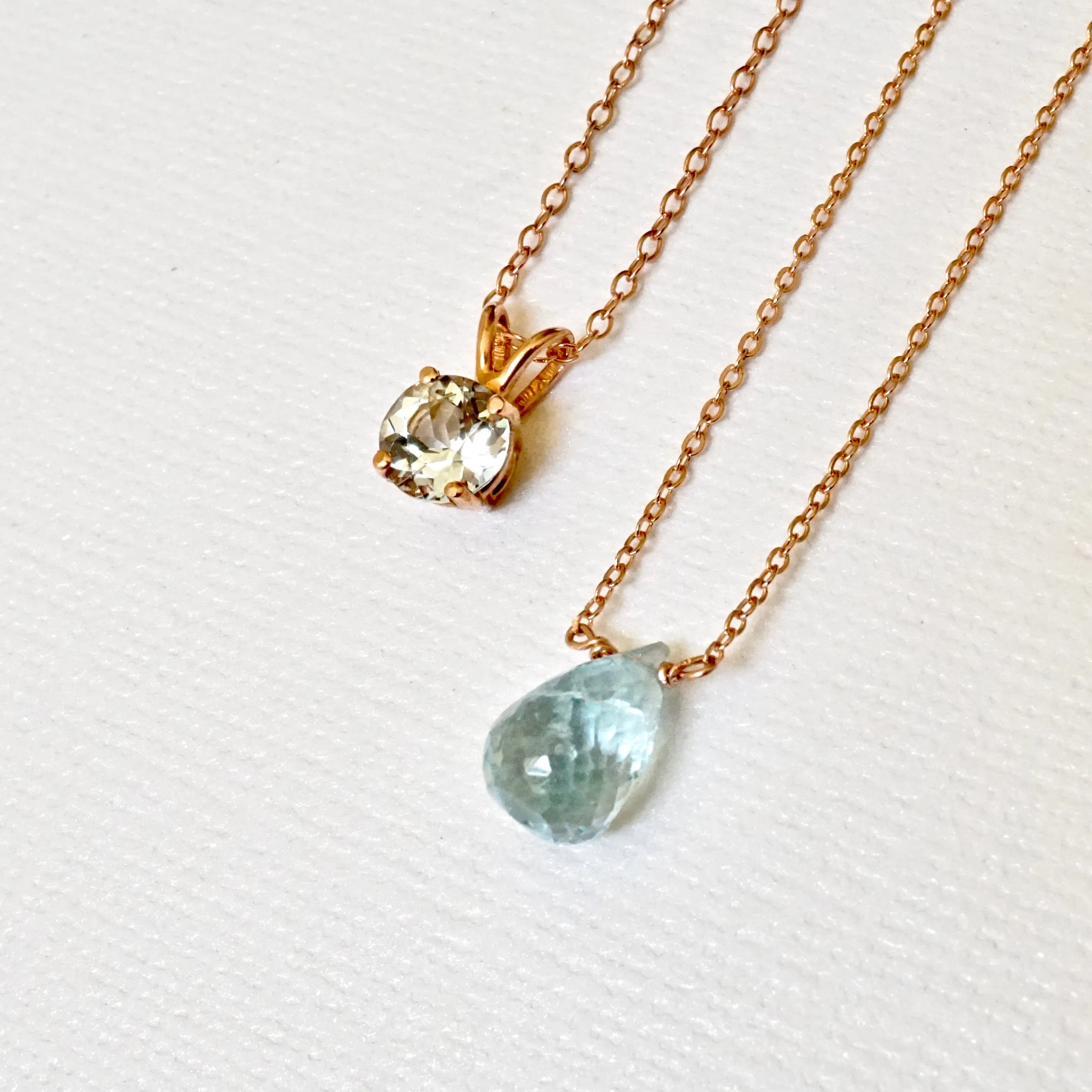 Genuine Aquamarine Briolette Necklace - Handmade March Birthstone Aquamarine Necklace