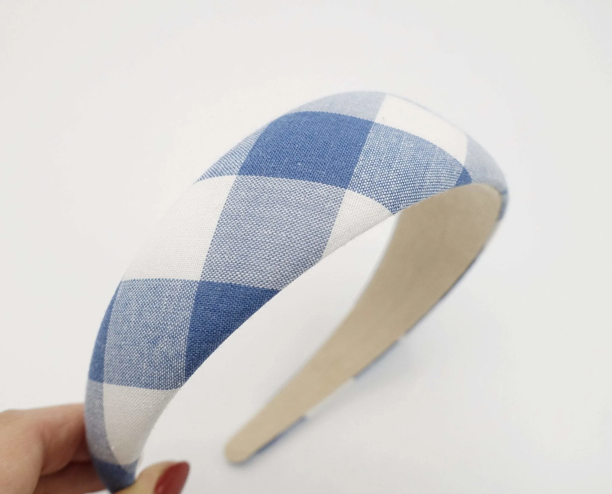 gingham check padded headband checkered pattern hairband casual hair accessory for women