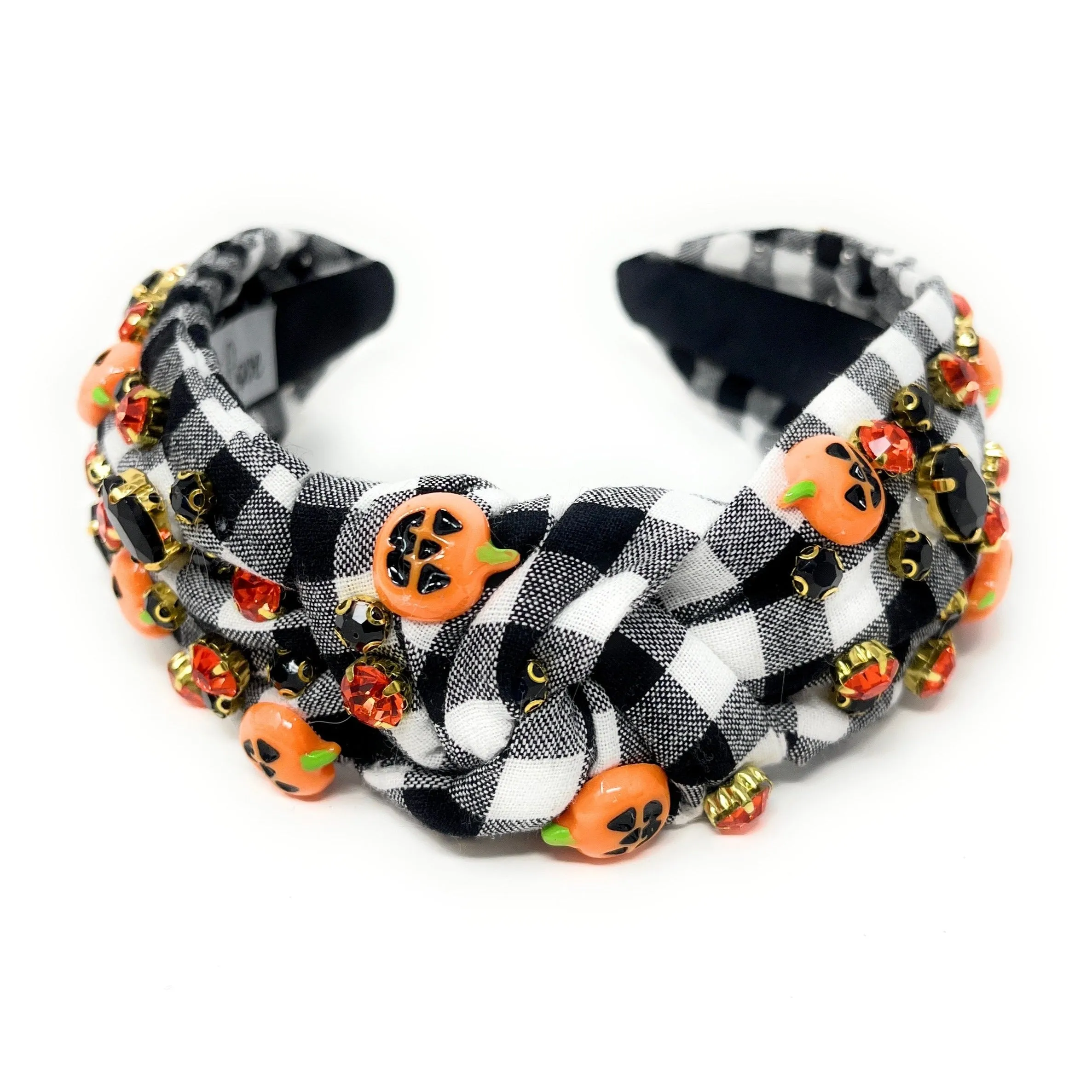 Gingham Halloween Jeweled Knot Headband