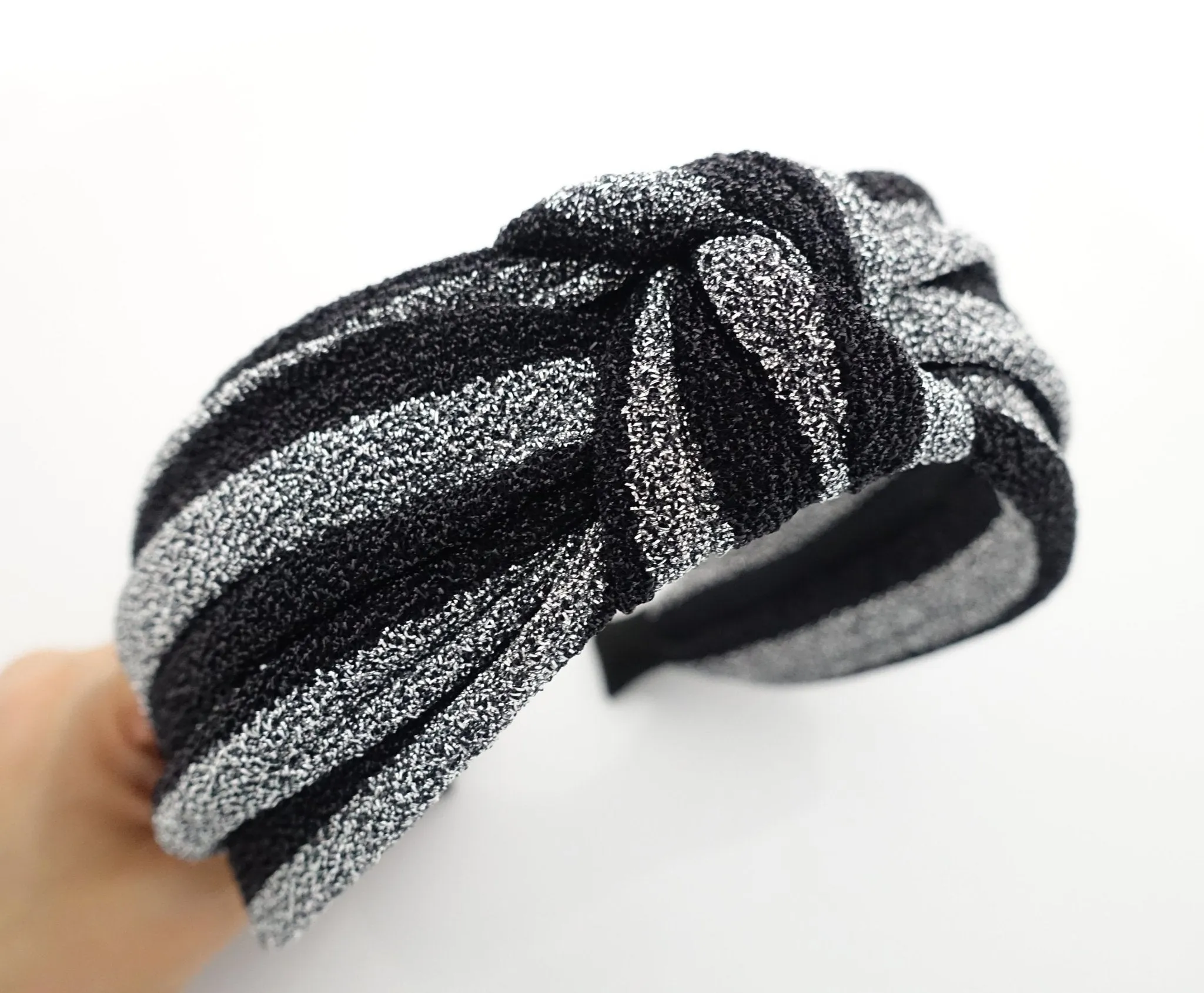 glittering stripe front knot headband vivid stylish fashion hairband