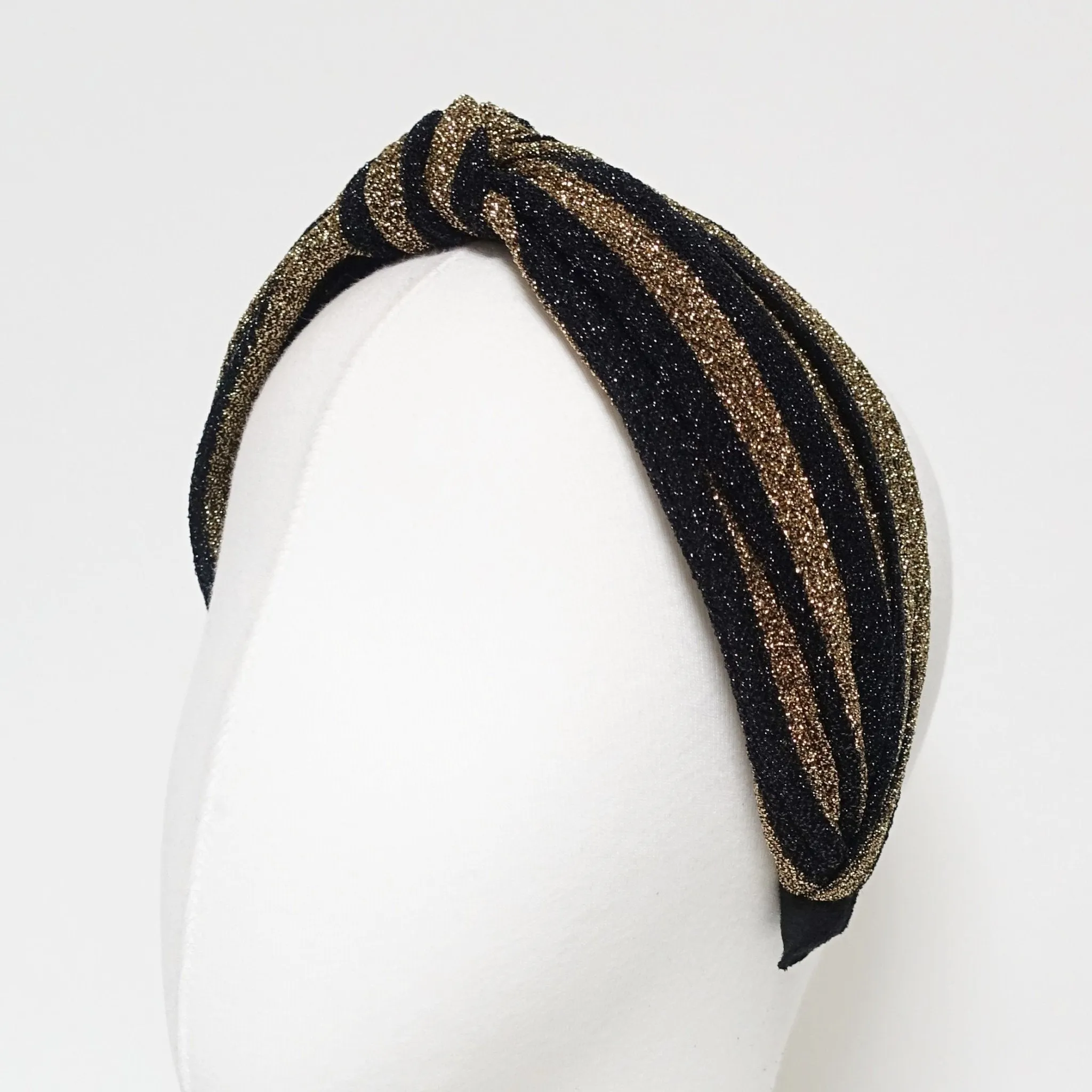 glittering stripe front knot headband vivid stylish fashion hairband