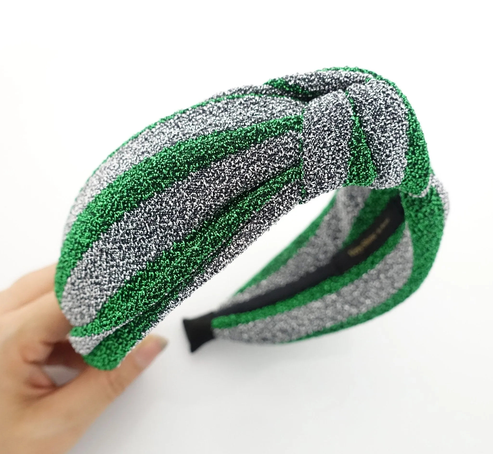 glittering stripe front knot headband vivid stylish fashion hairband