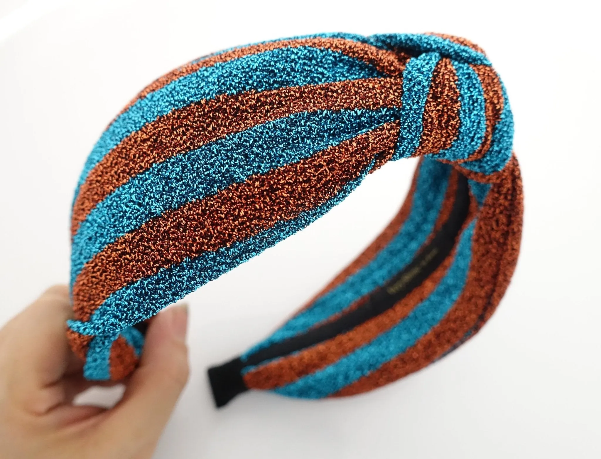 glittering stripe front knot headband vivid stylish fashion hairband