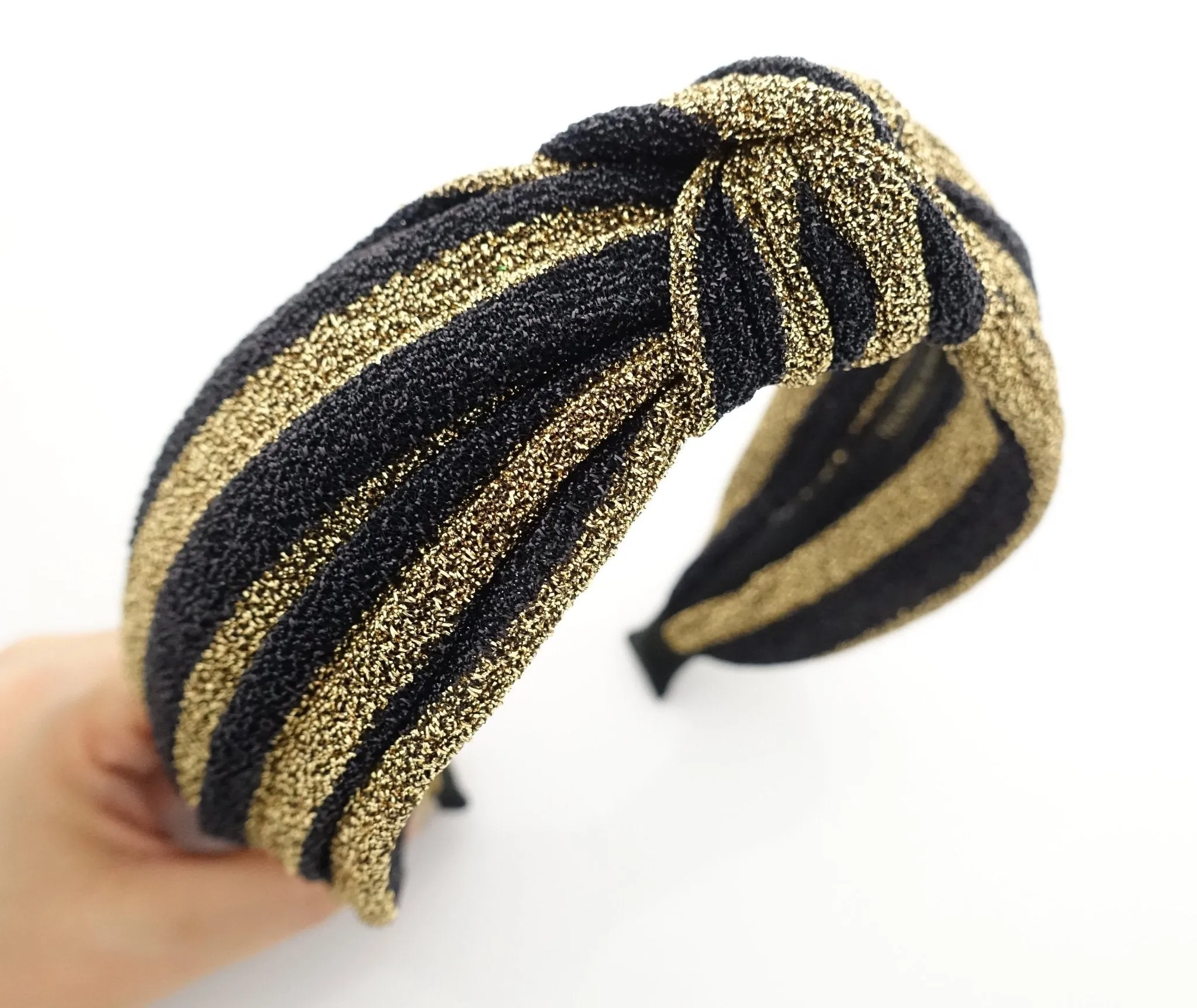 glittering stripe front knot headband vivid stylish fashion hairband