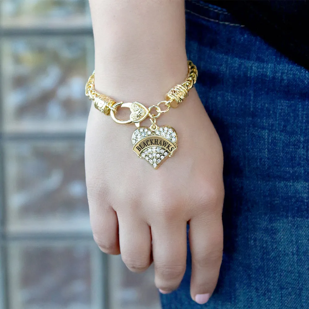 Gold Blackhawks Pave Heart Charm Braided Bracelet