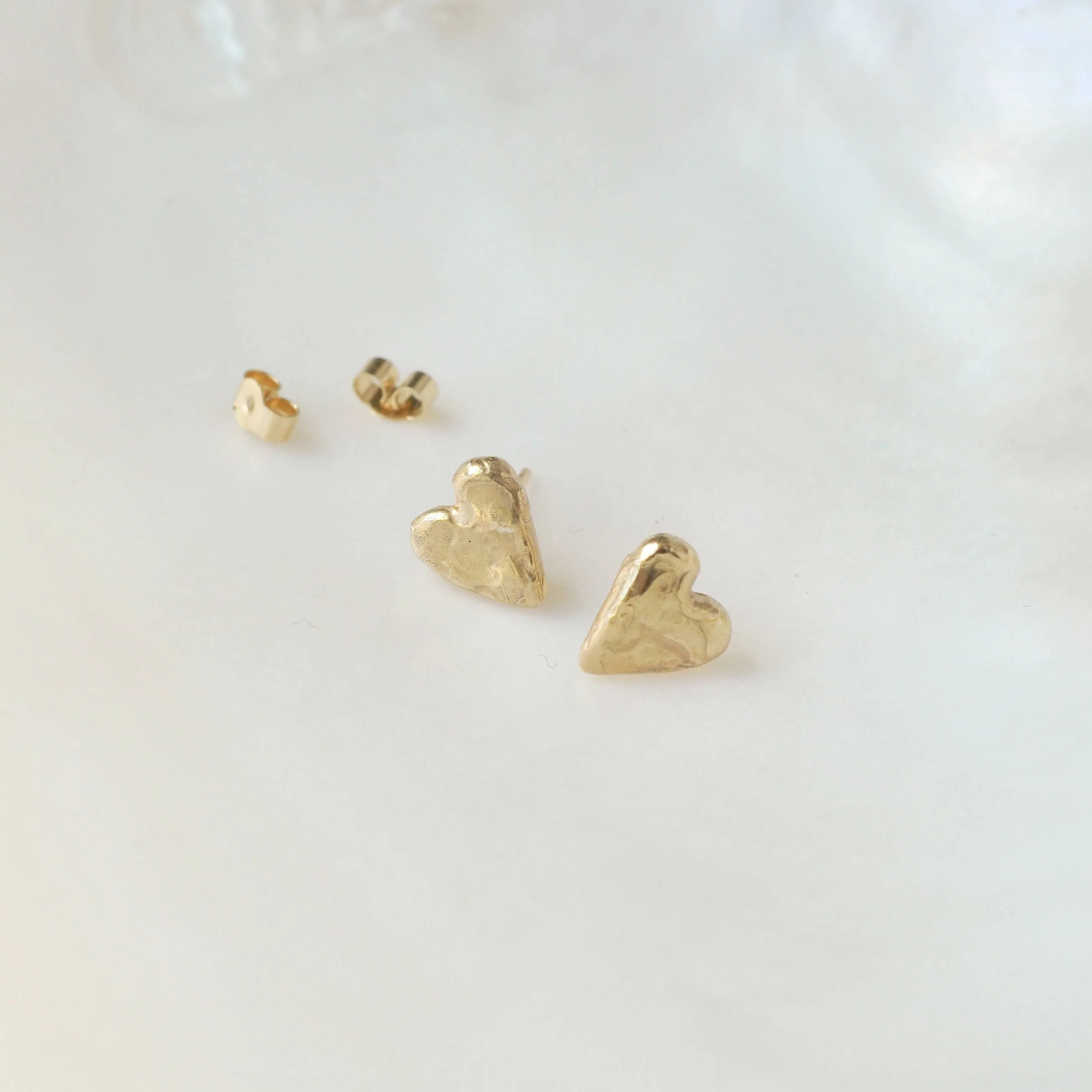 Gold Heart Stud Earrings