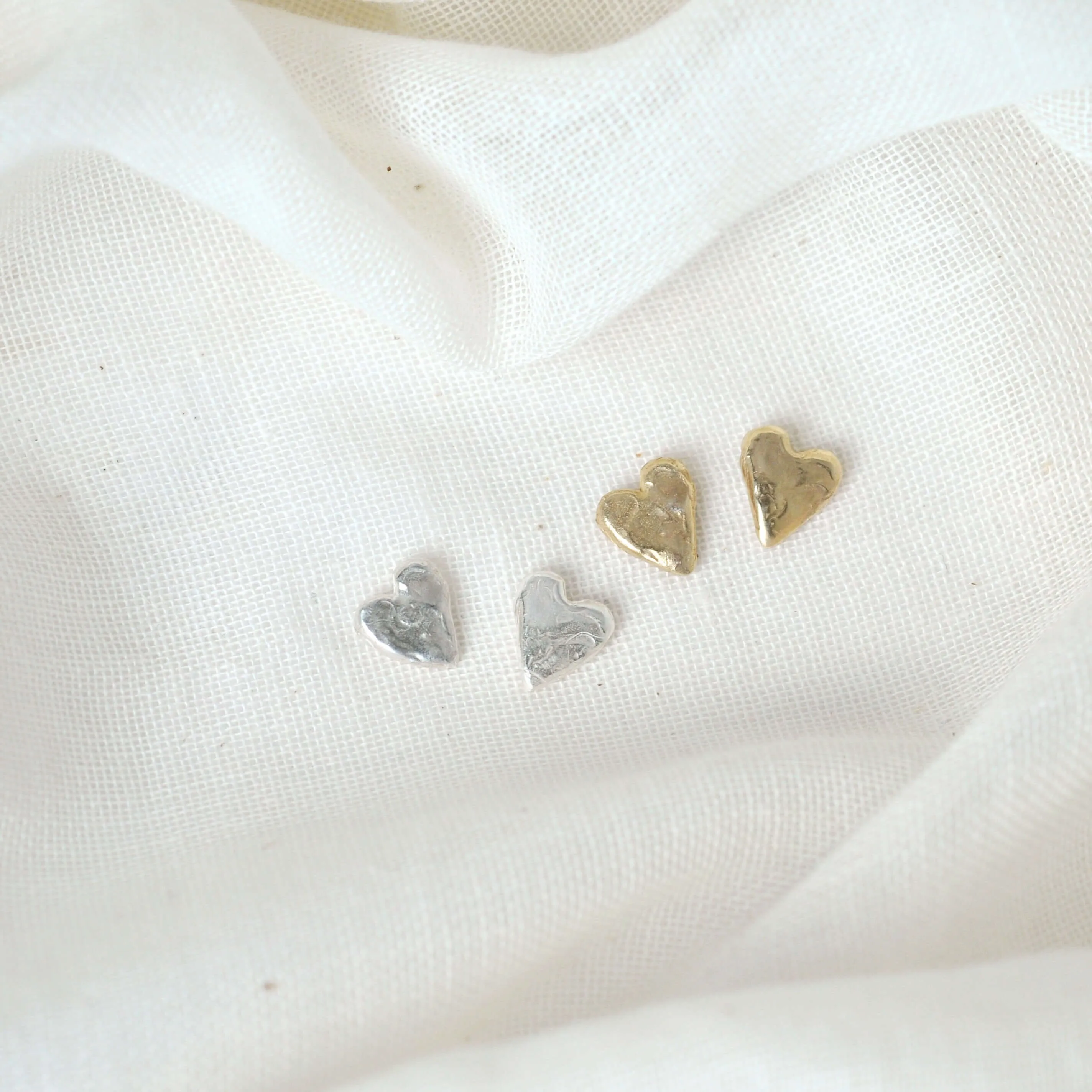 Gold Heart Stud Earrings