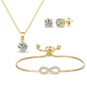 Gold Plated Infinity Friendship Set Created with Zircondia® Crystals