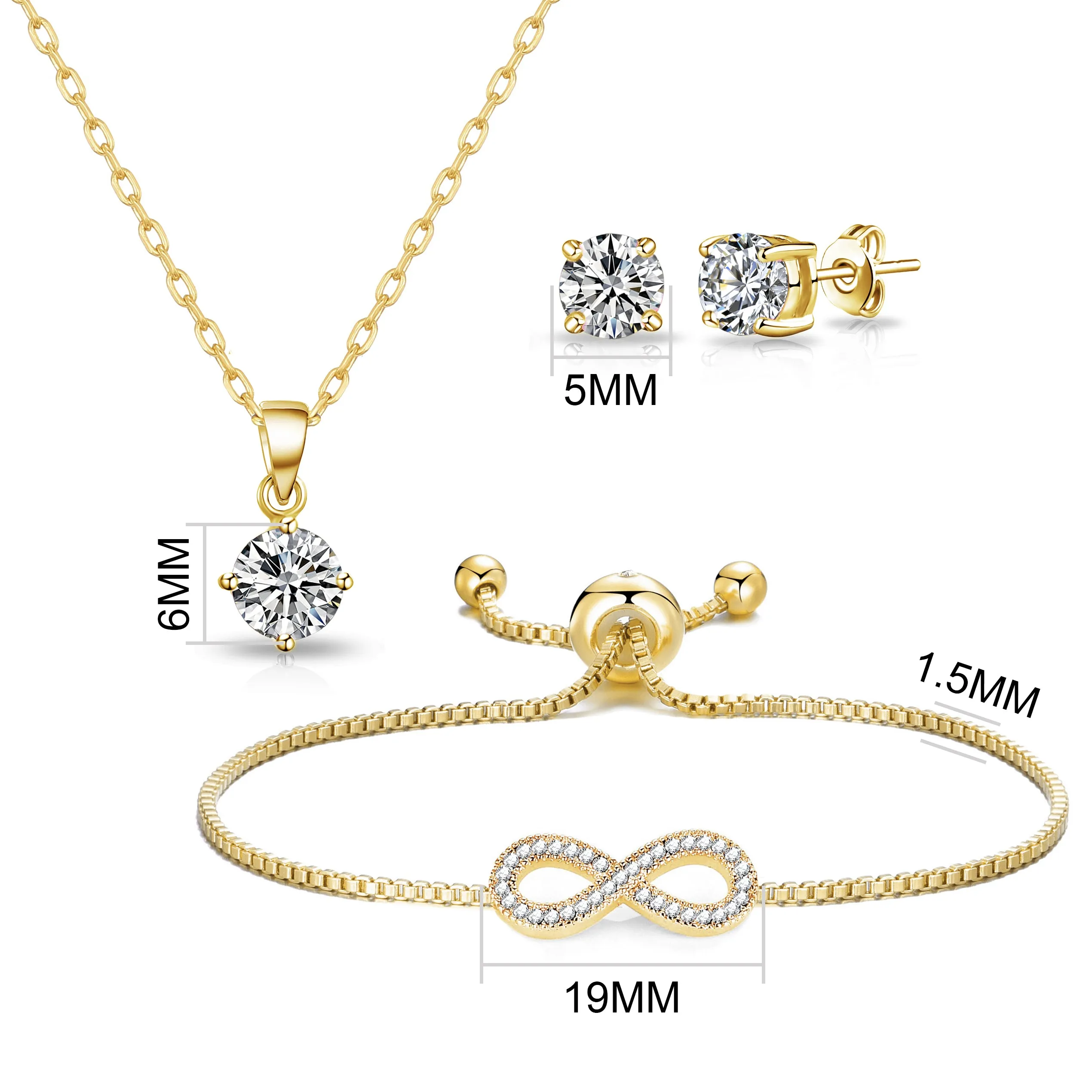 Gold Plated Infinity Friendship Set Created with Zircondia® Crystals