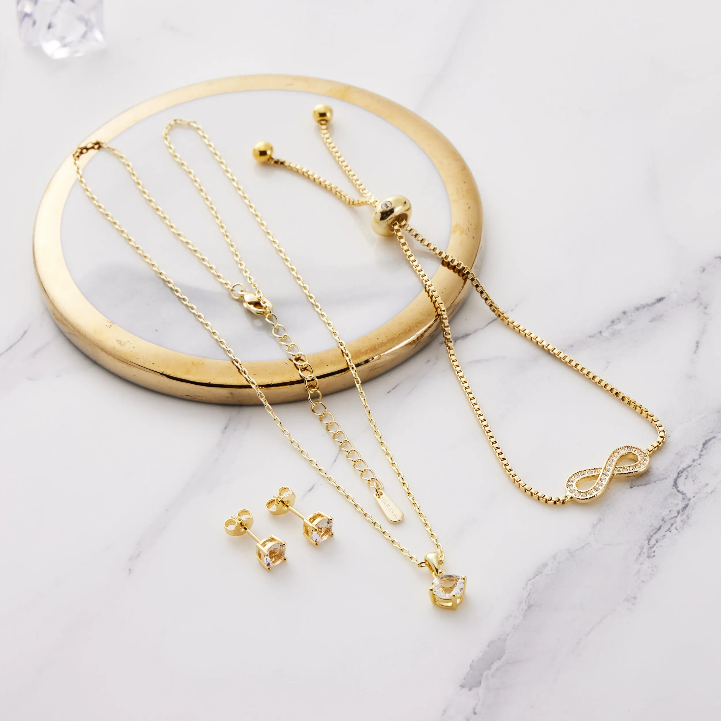 Gold Plated Infinity Friendship Set Created with Zircondia® Crystals