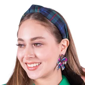 Green Holiday Plaid Knot Headband