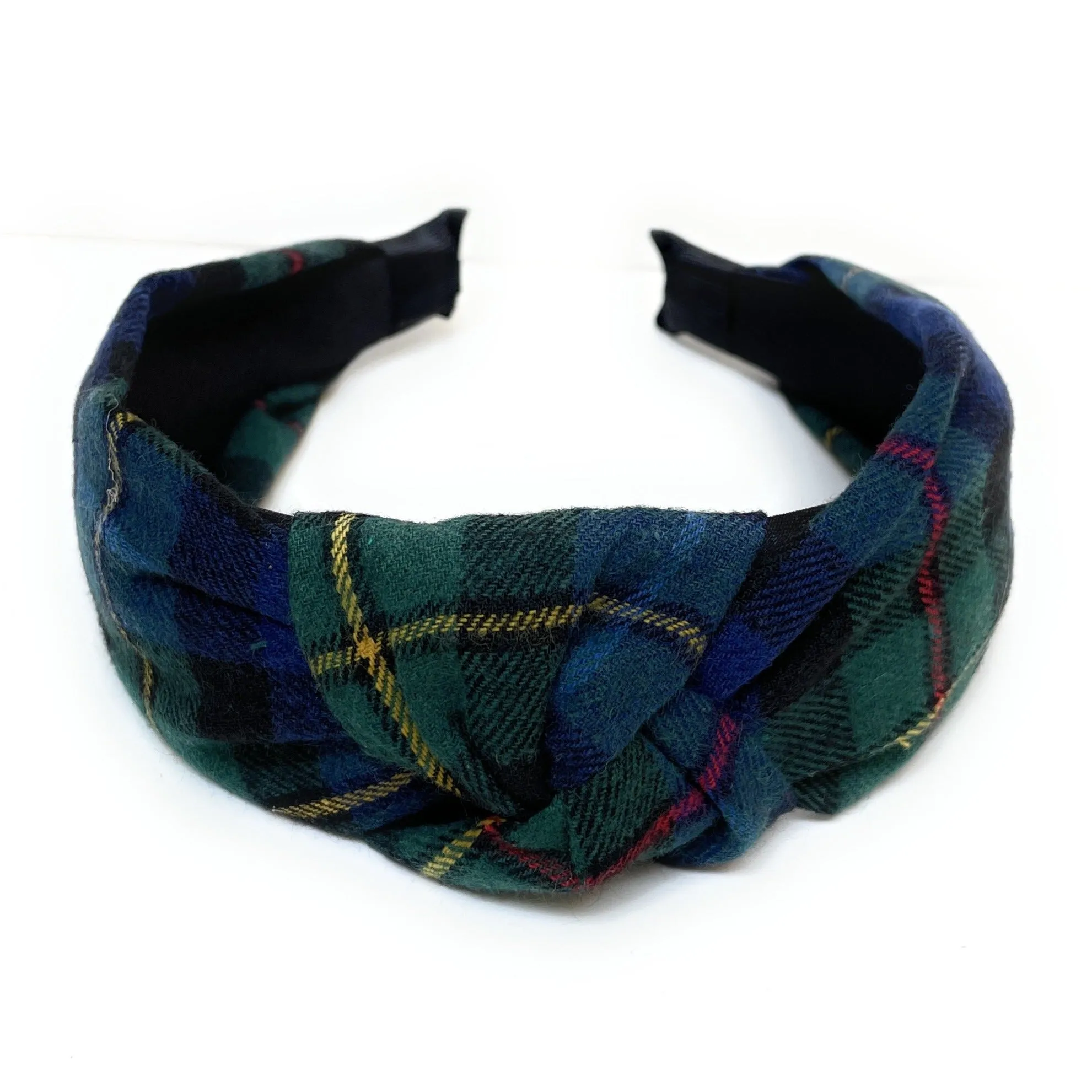 Green Holiday Plaid Knot Headband