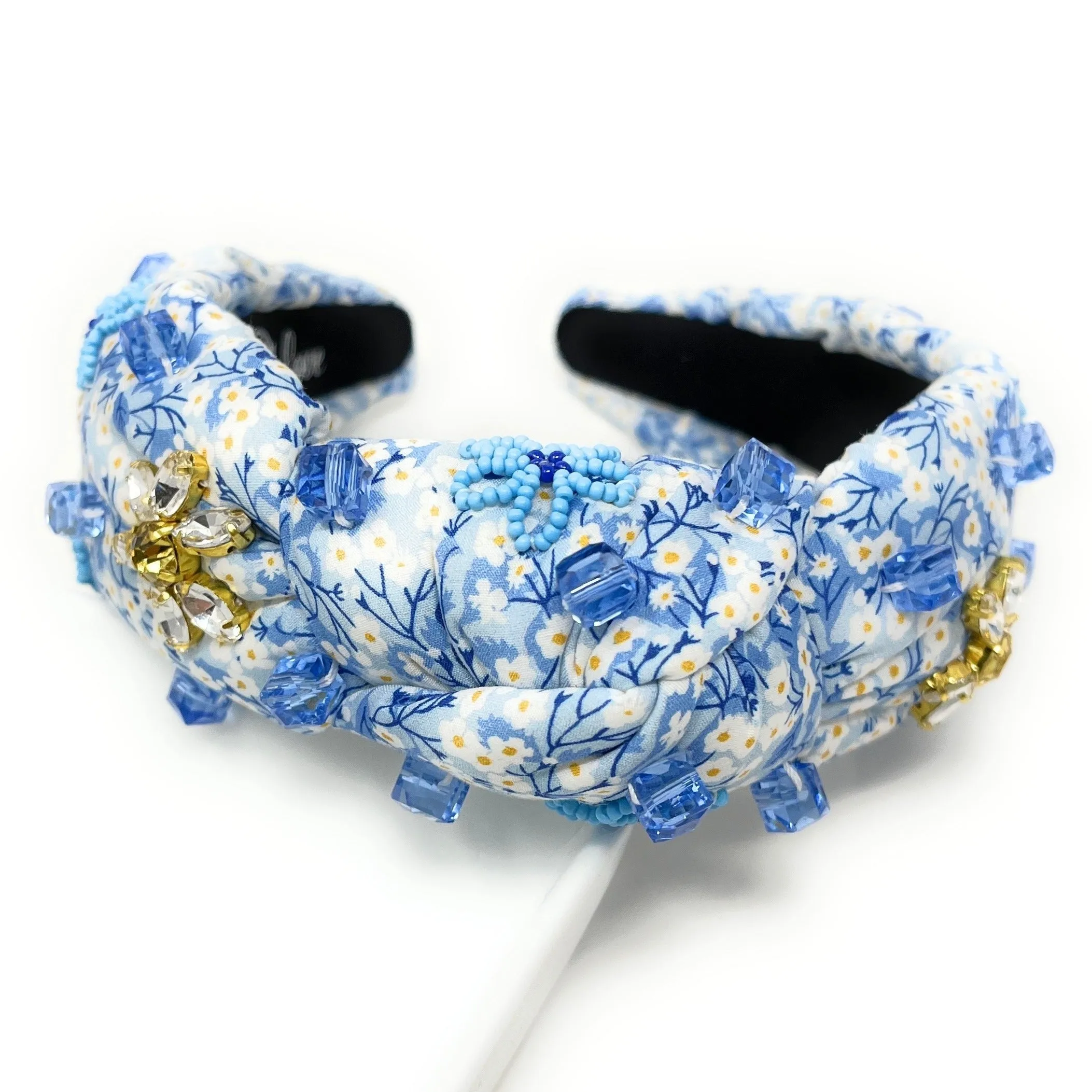 Hand Sewn Camellia Jeweled Knot Headband