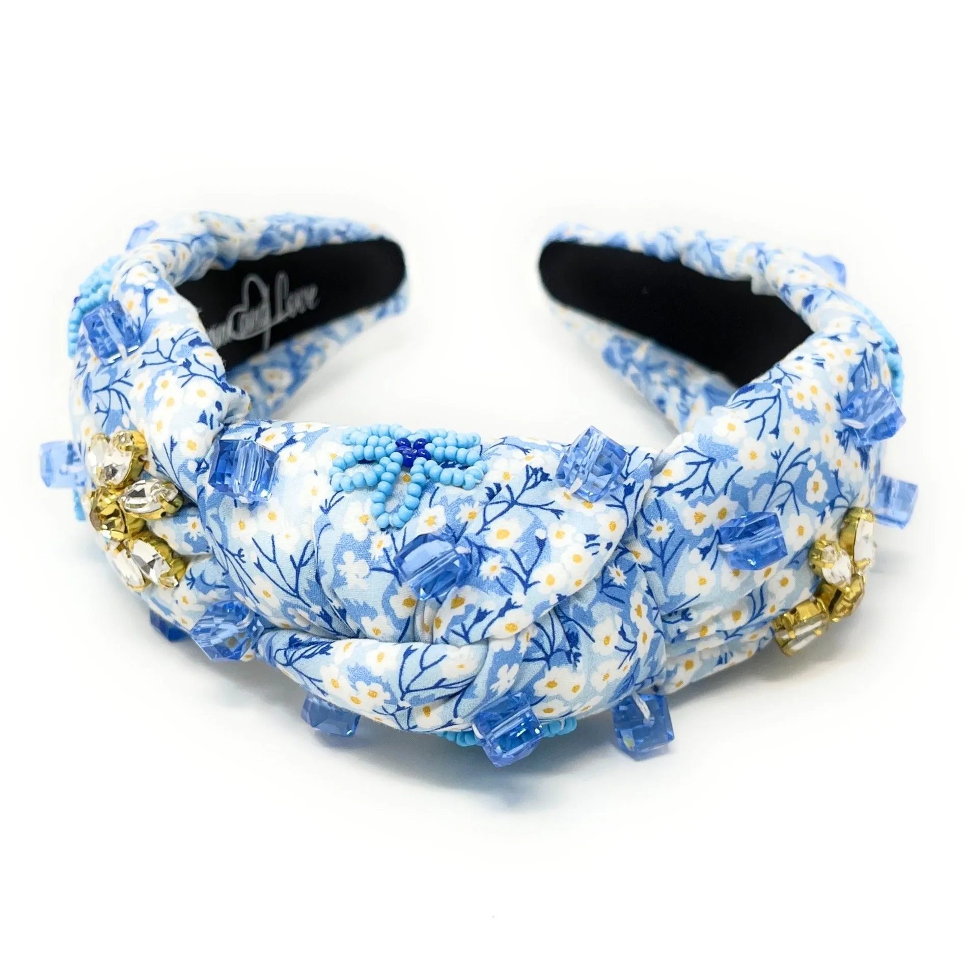 Hand Sewn Camellia Jeweled Knot Headband