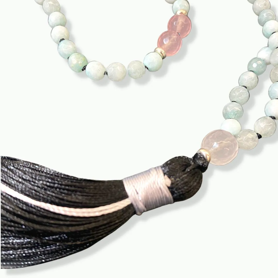 Harmony Mala  (Aquamarine and Rose Quartz)