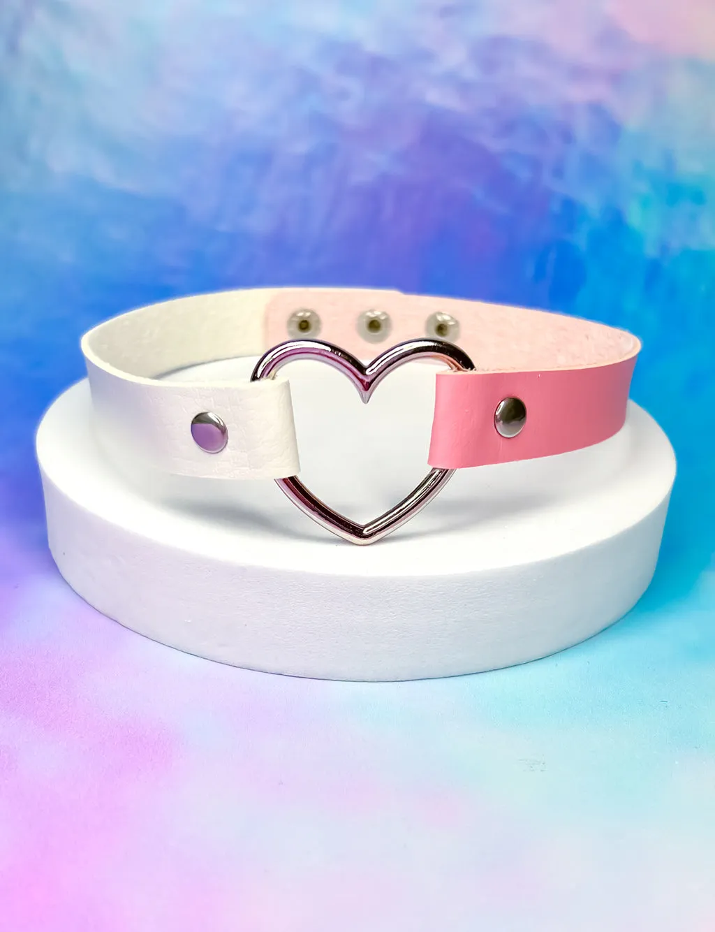 HEART CHOKER - PINK & WHITE