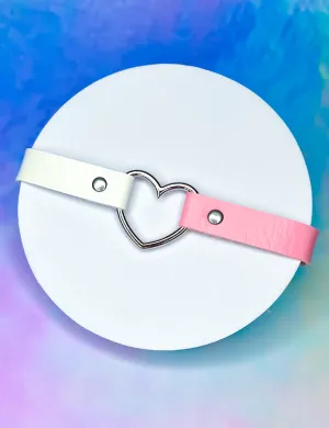 HEART CHOKER - PINK & WHITE