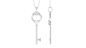 Heart Key Pendant Necklace with Lab Grown Diamond