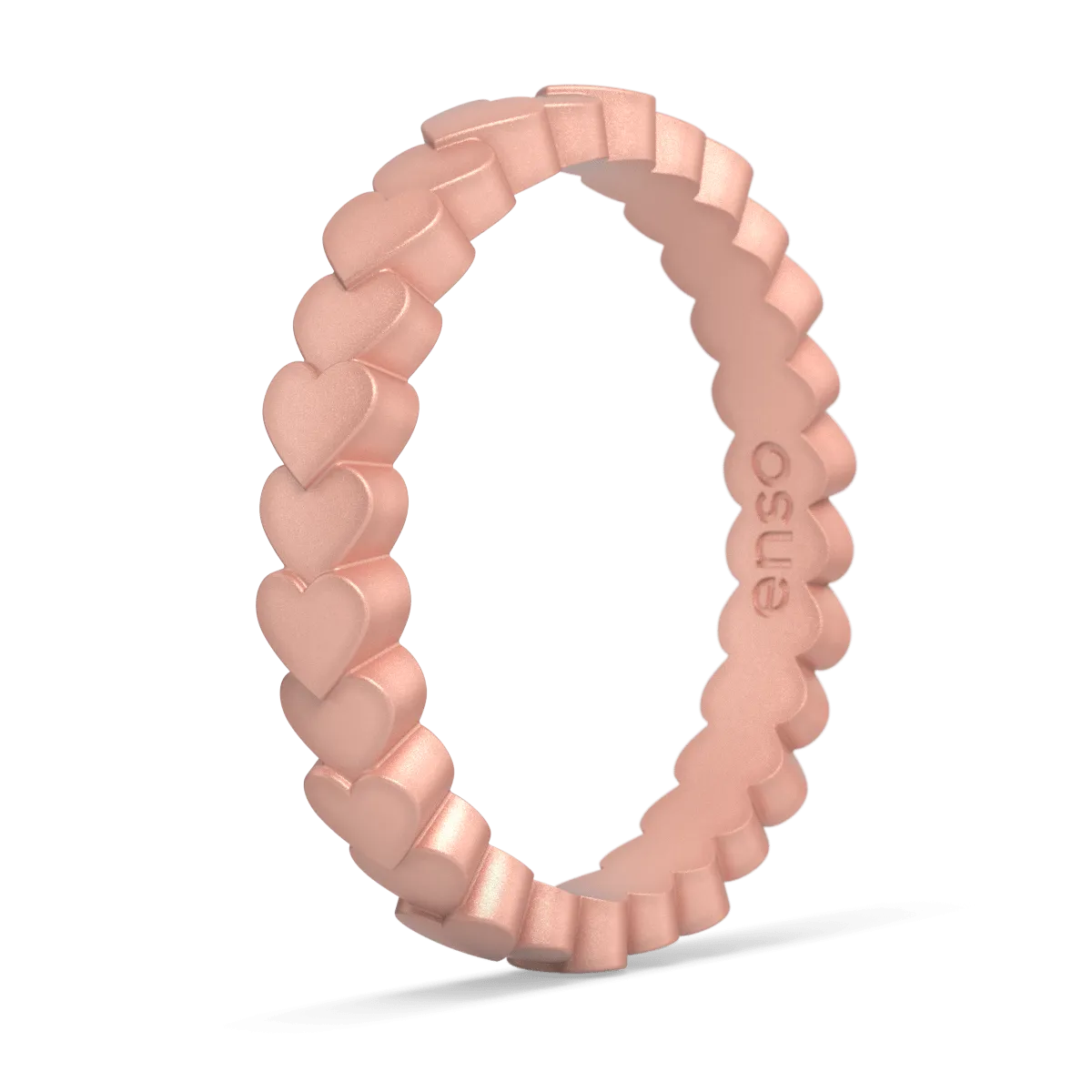 Heart Stackable Silicone Ring - Metallic Rose Gold