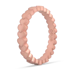 Heart Stackable Silicone Ring - Metallic Rose Gold