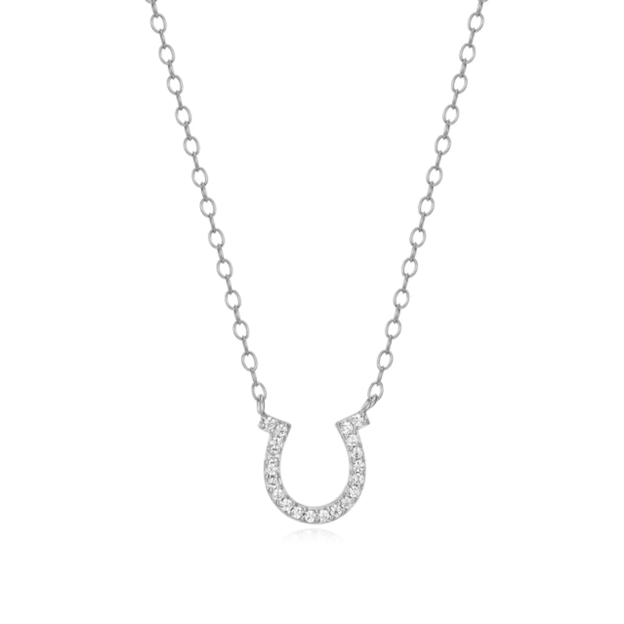 Horseshoe Statement Necklace in Rhodium Plated Sterling Silver