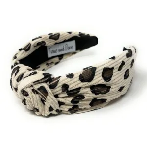 Ivory Animal Print Knot Headband