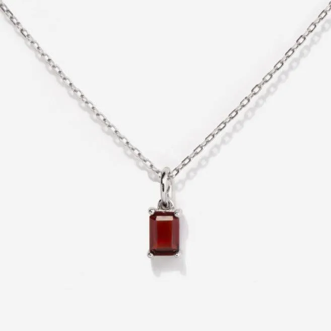 January Birthstone Silver Necklace