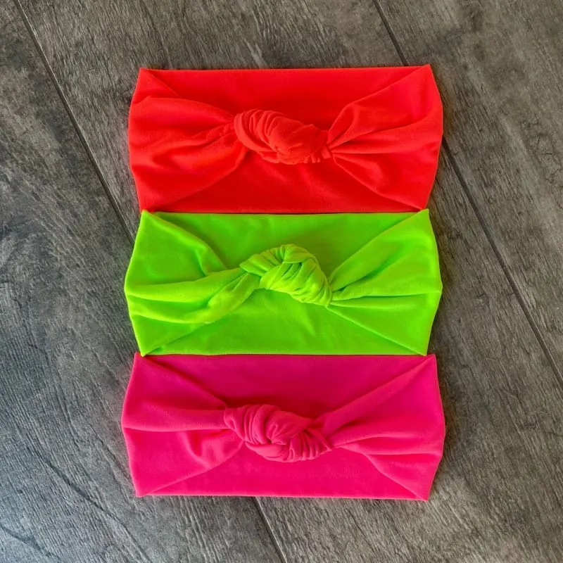 Jersey Knit Neon Knotted Headbands - Toddler