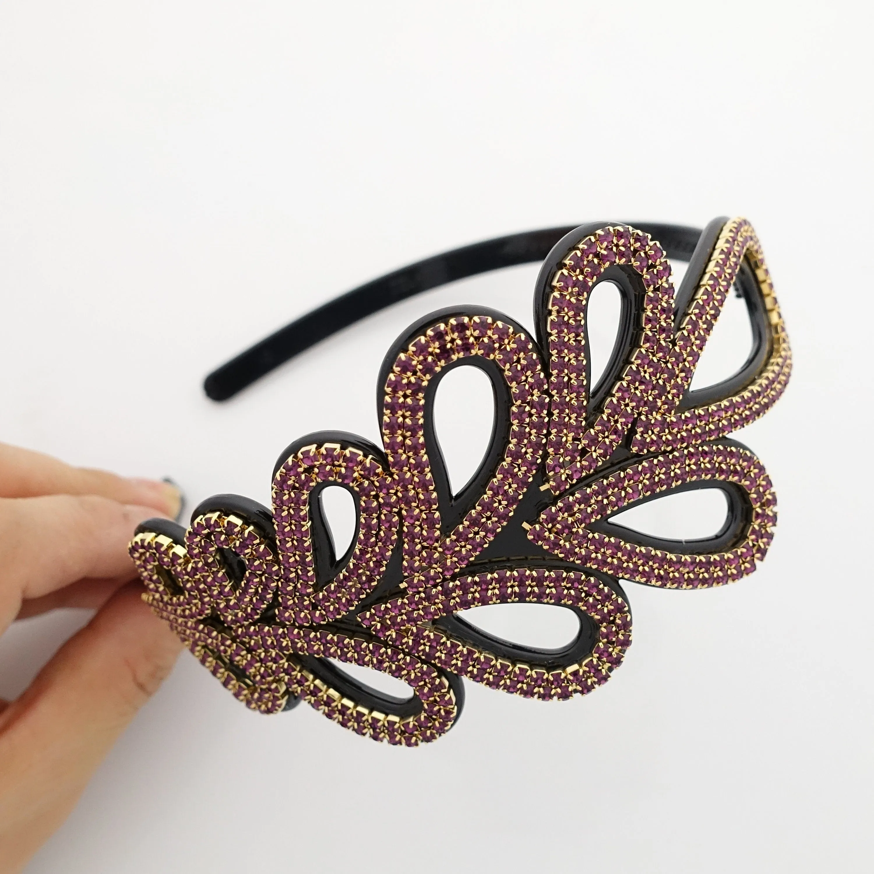 jeweled leaf headband, rhinestone leaves hairband, luxury hair accessory for woman