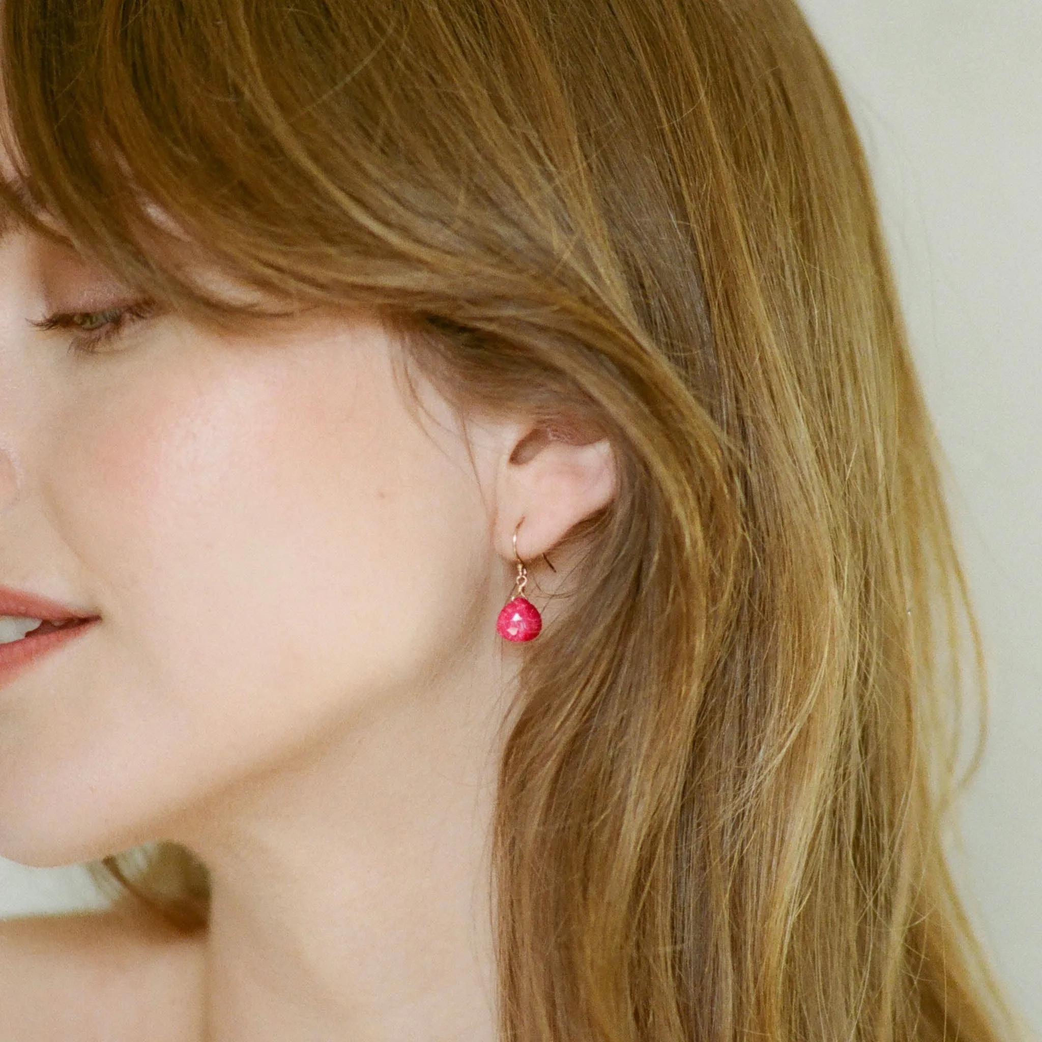 July Ruby Birthstone Isla Drop Earrings