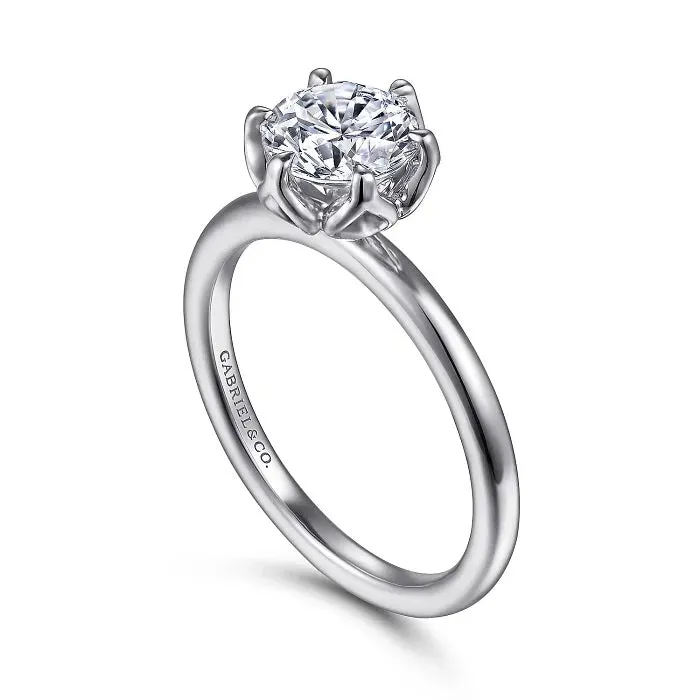 Kamera - 14K White Gold Round Solitaire Engagement Ring