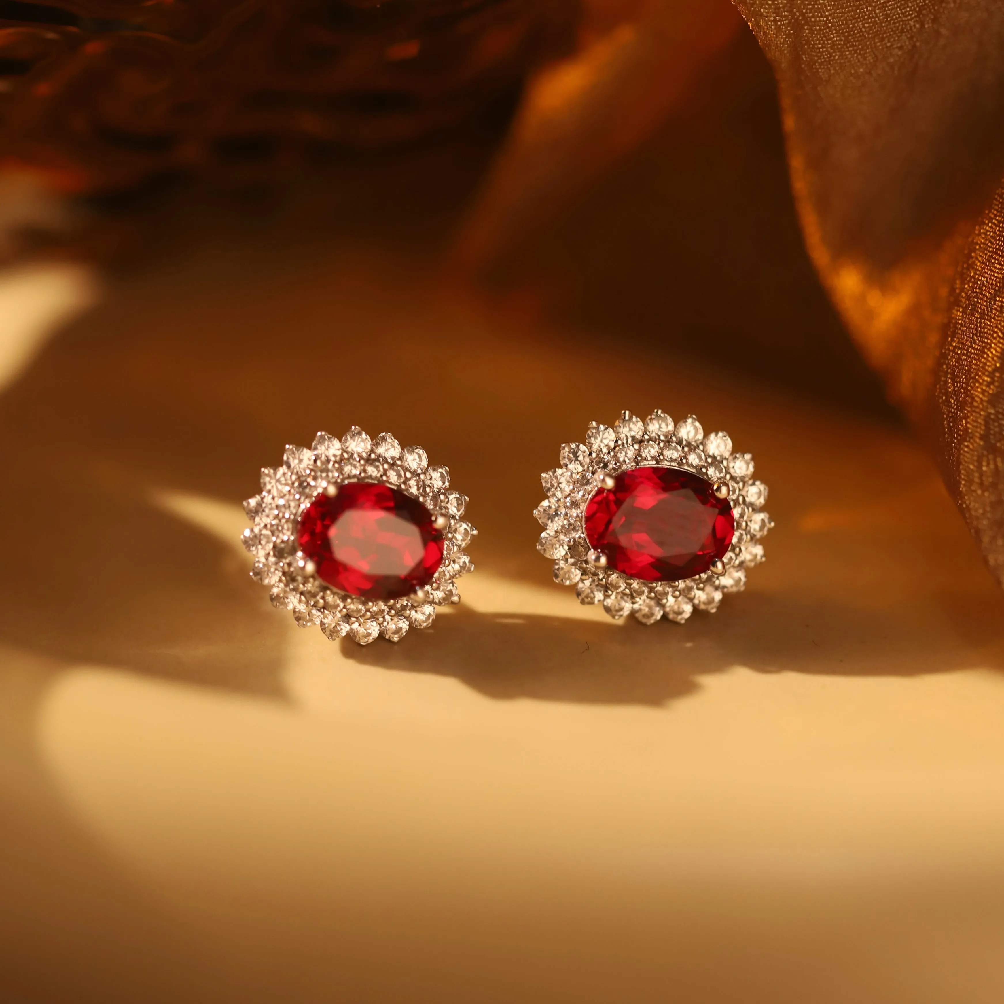 Kate Grand Sunflower Ruby Earrings