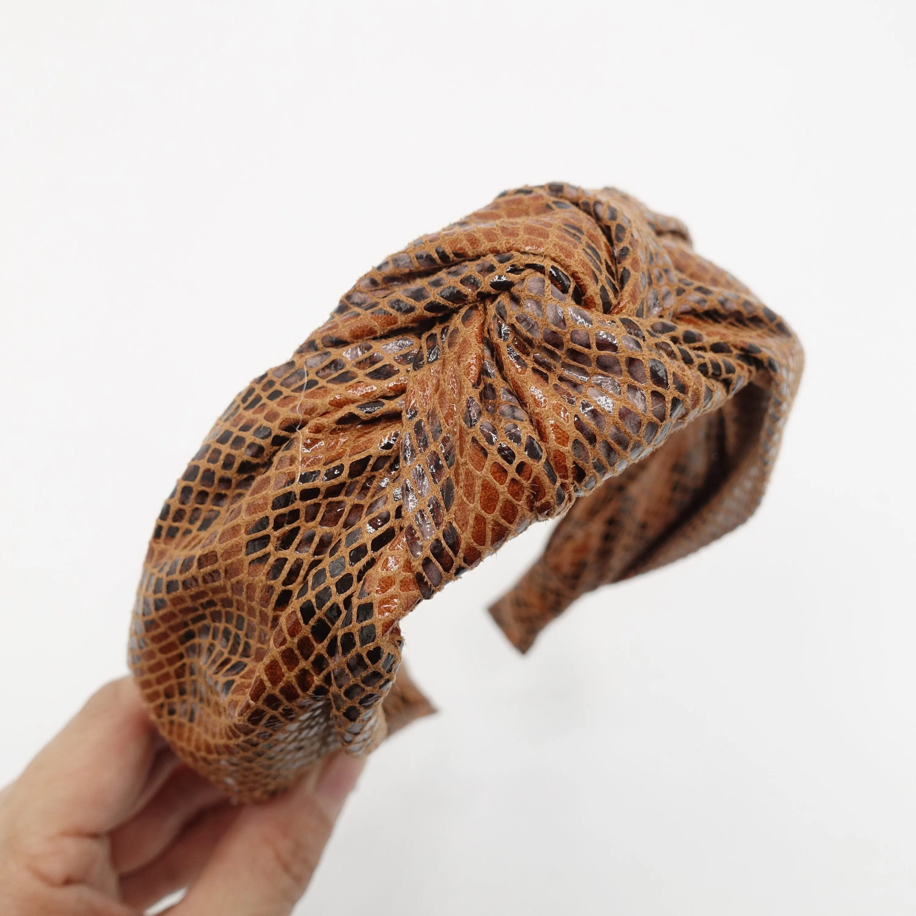 knotted headband faux leather python print hairband animal print women hair accessory