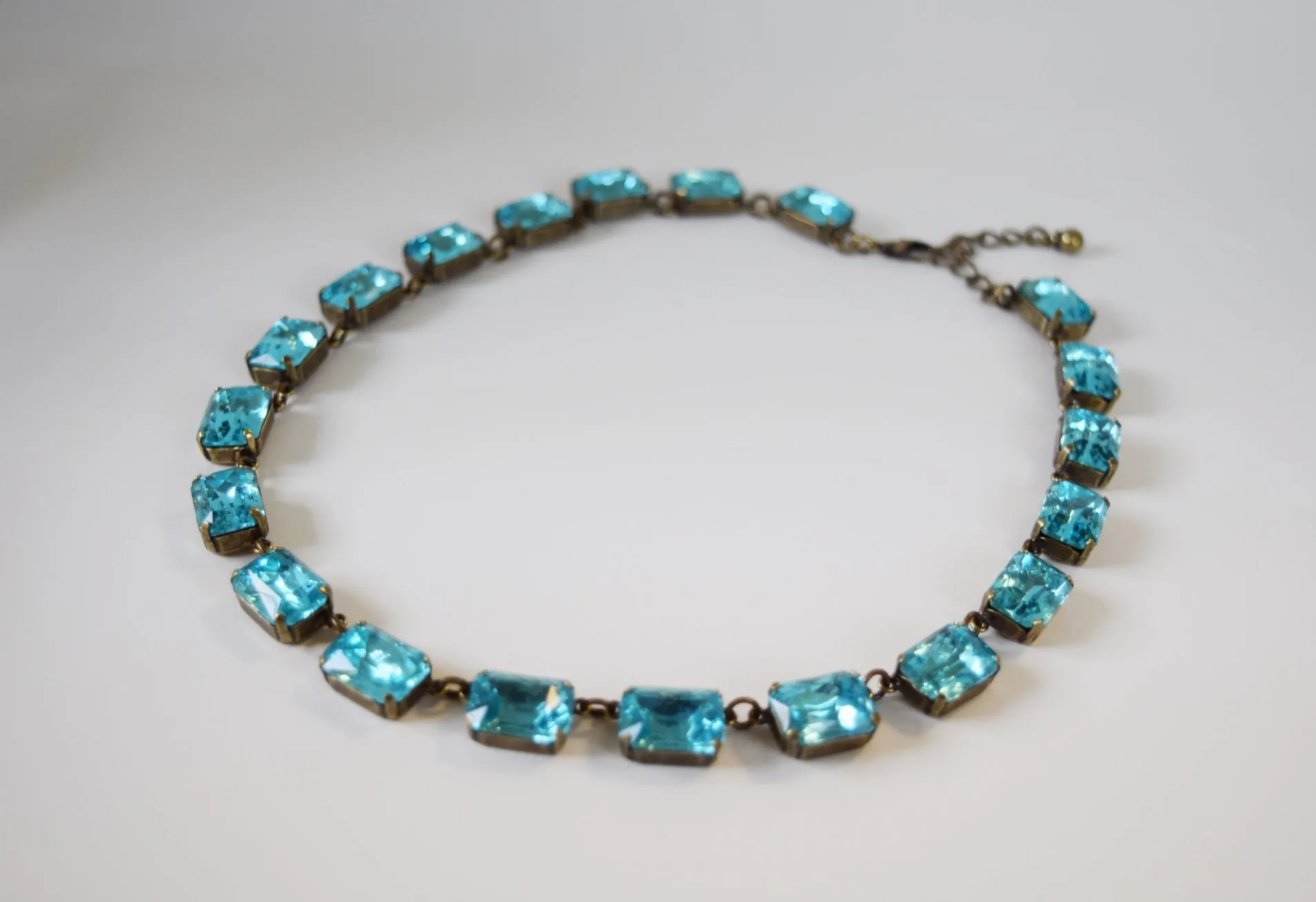 Light Blue Aquamarine Collet Necklace - Medium Octagon