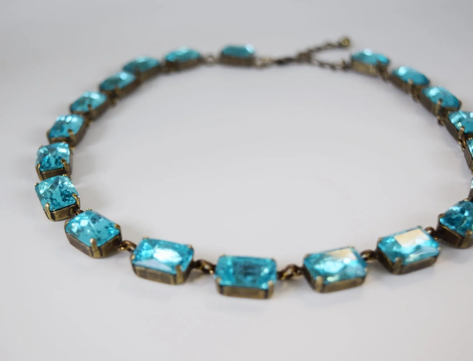 Light Blue Aquamarine Collet Necklace - Medium Octagon