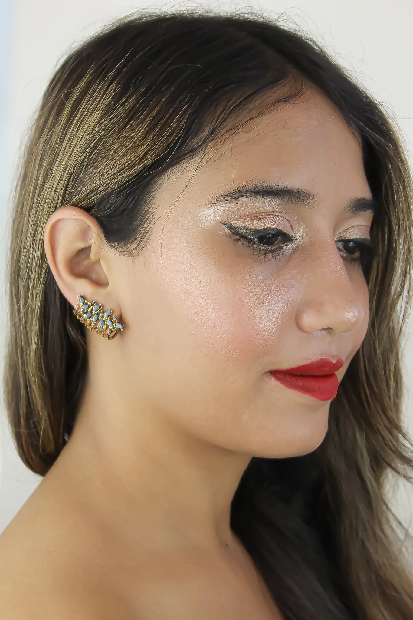 London Climber Earrings with Stones