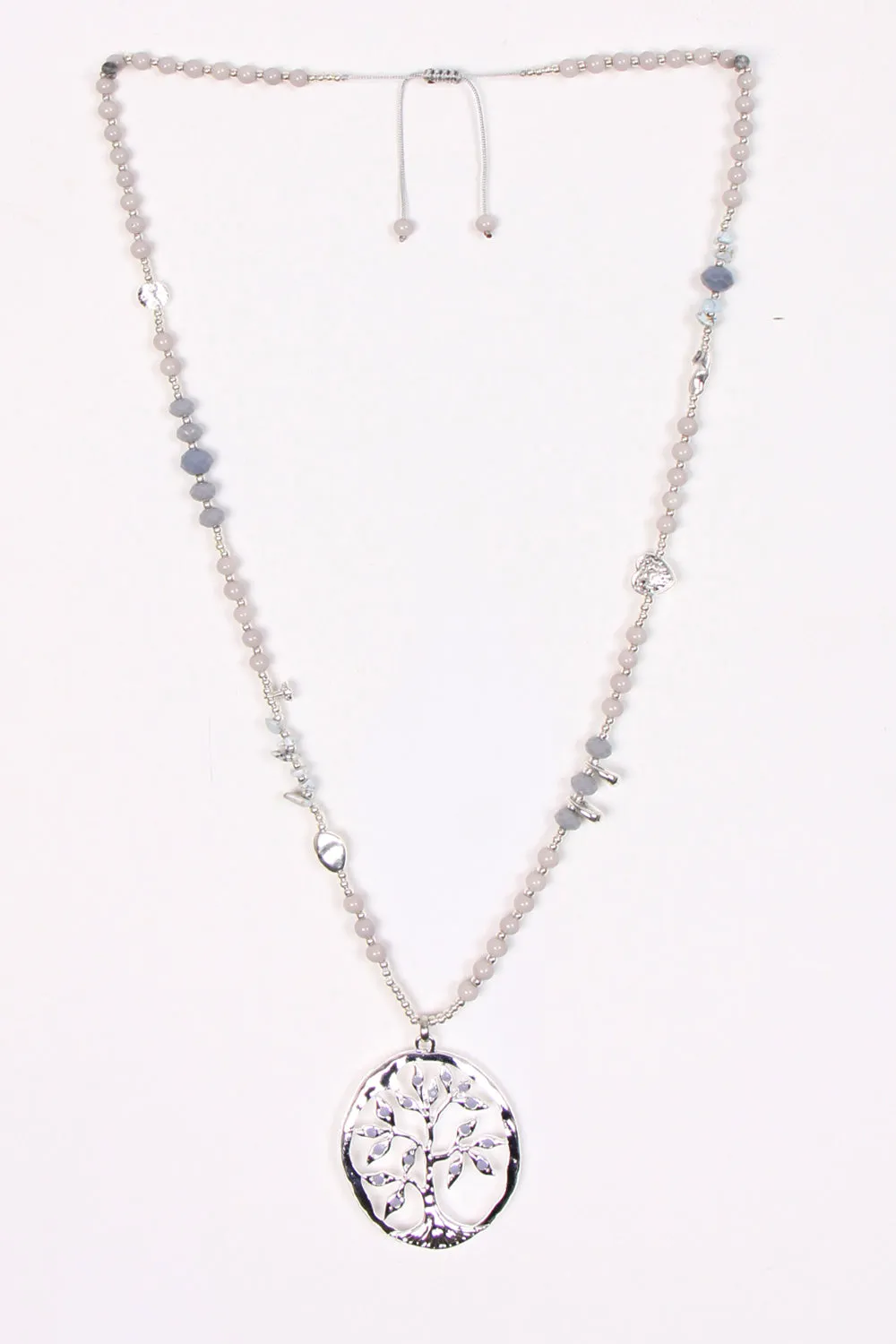 Long Beads Necklace with Tree Of Life Pendant