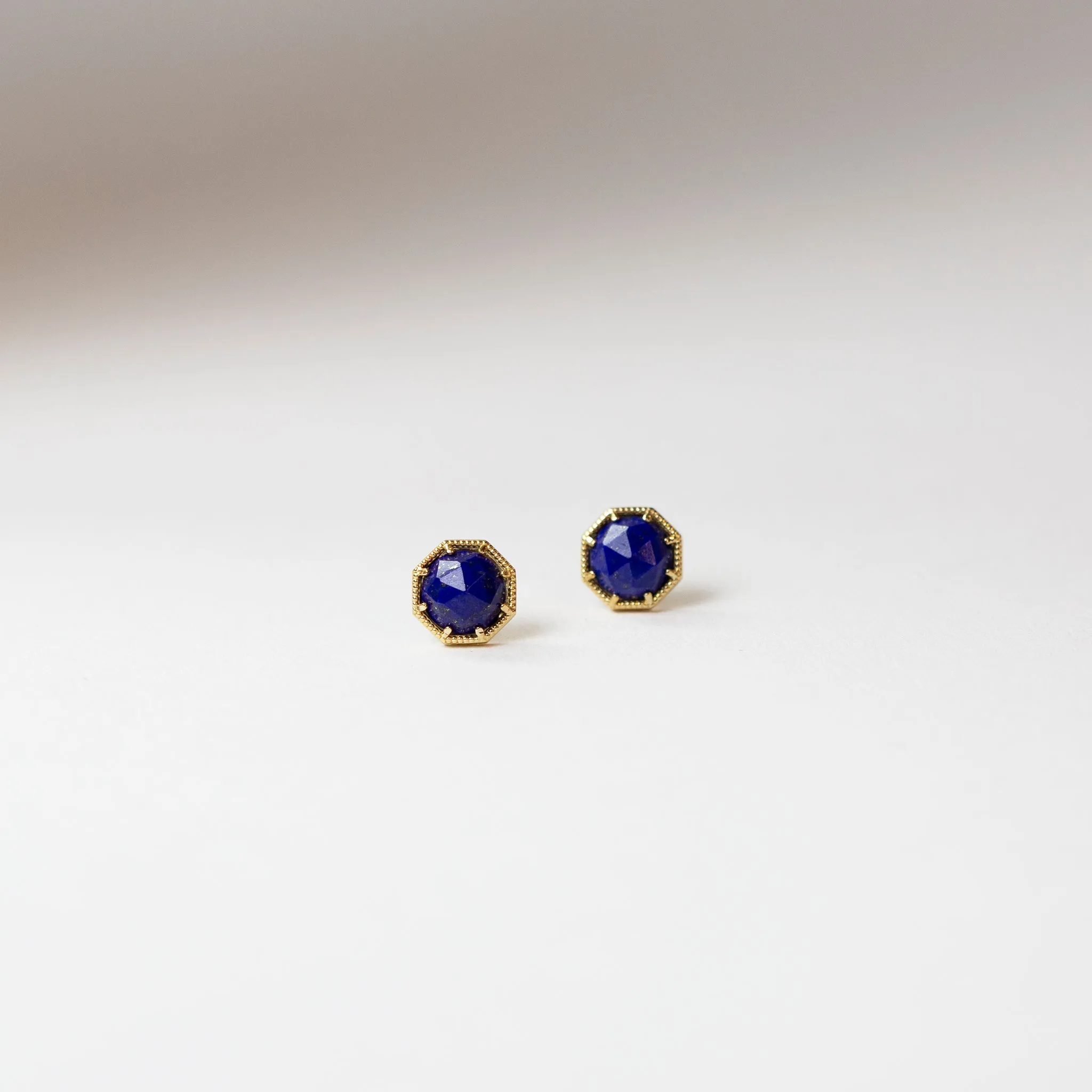 Maman Crown Bezel Lapis Earrings