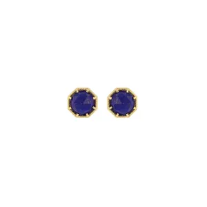 Maman Crown Bezel Lapis Earrings