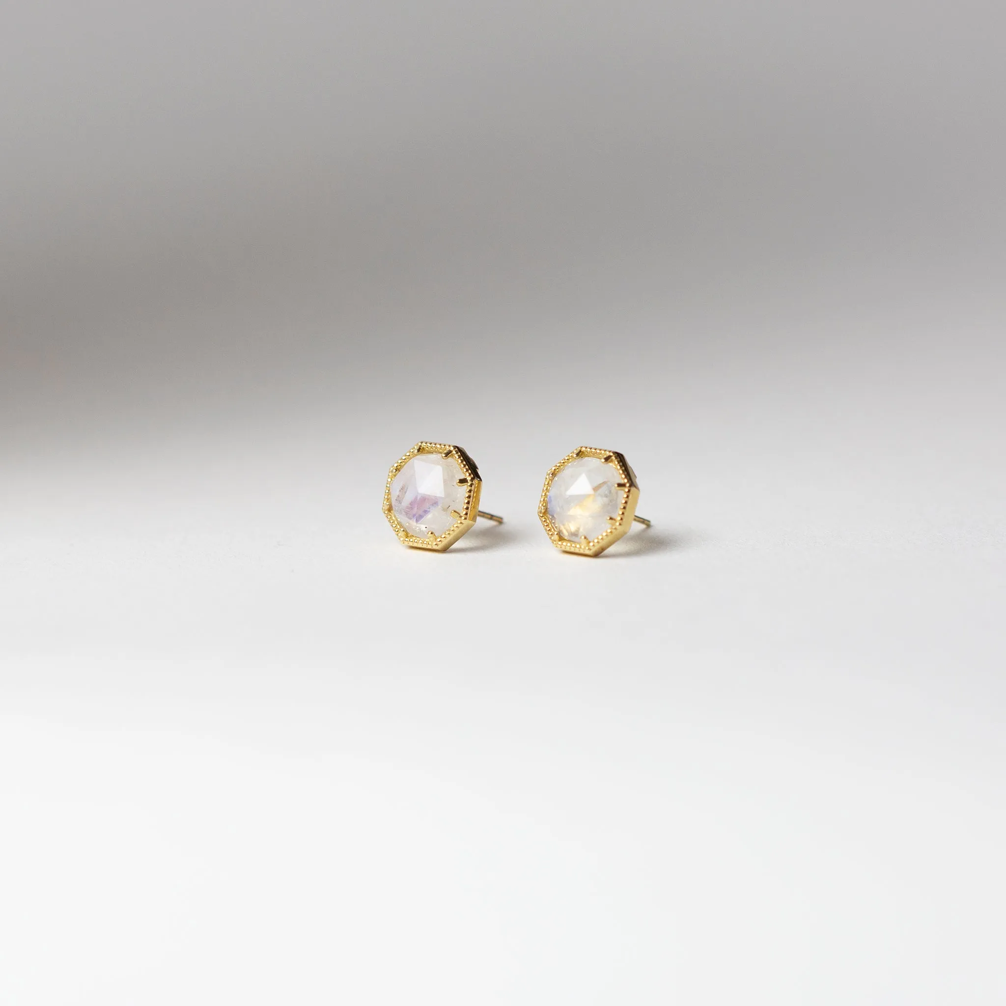 Maman Crown Bezel Moonstone Earrings