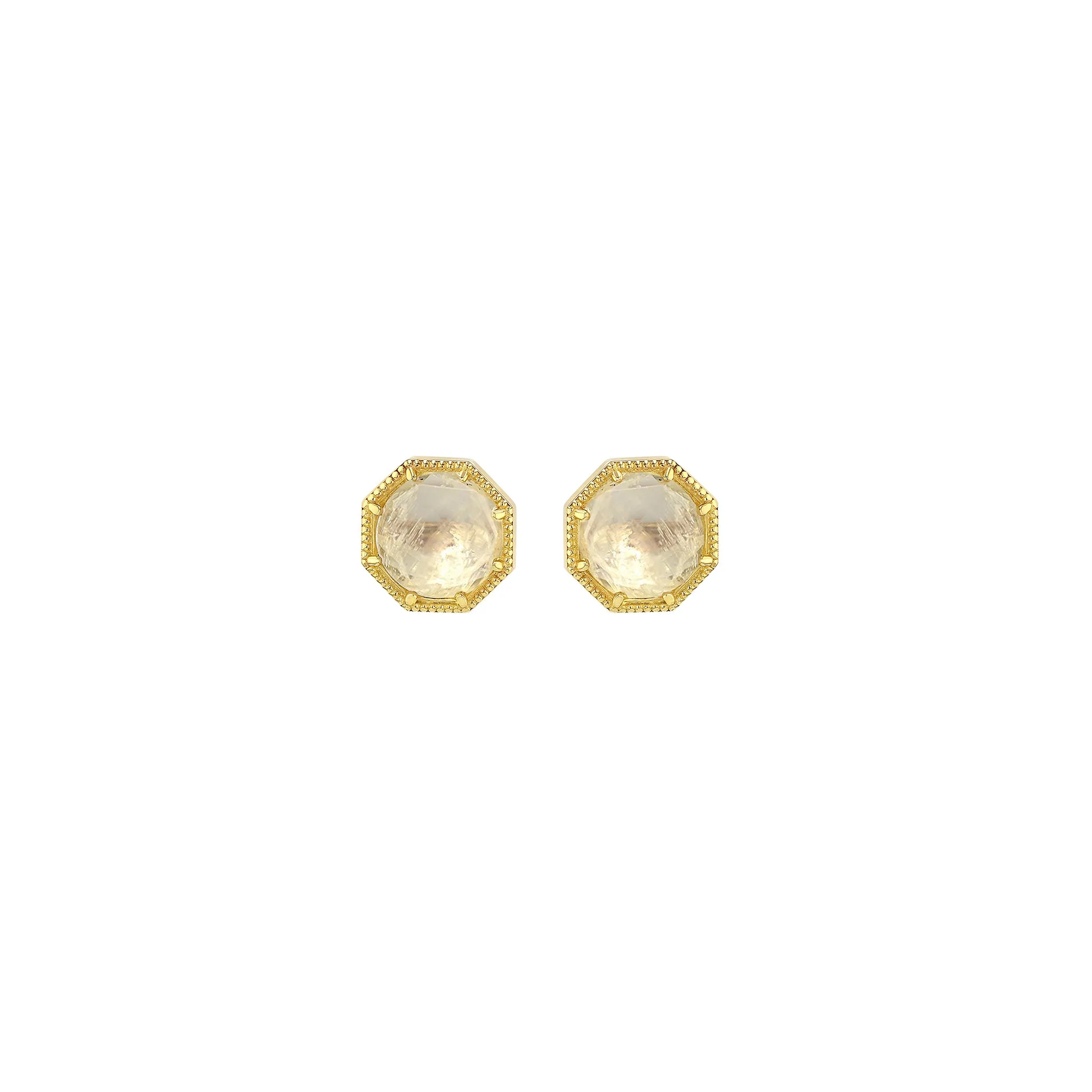 Maman Crown Bezel Moonstone Earrings