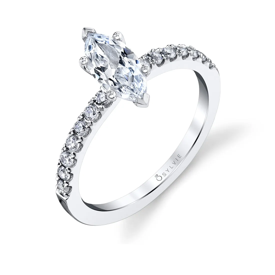 Marquise Cut Classic Engagement Ring - Celeste Platinum White