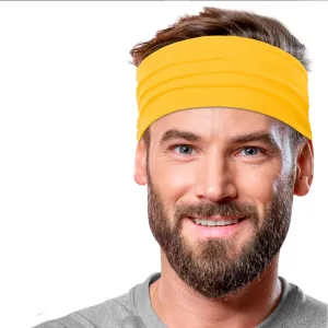 Men's Headbands Cotton Jersey 5" Wide Sports Fitness Yoga Made in the USA Mustard