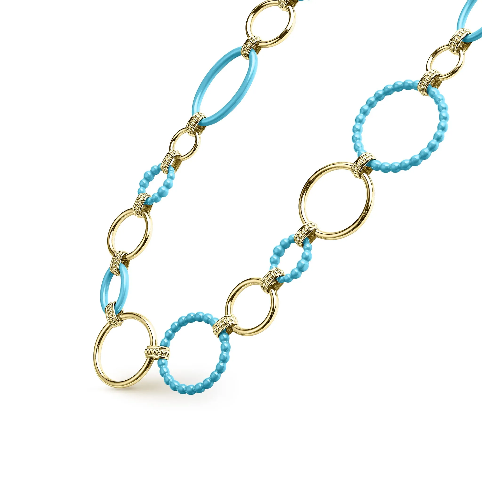 Meridian 18K Gold and Blue Ceramic Link Necklace