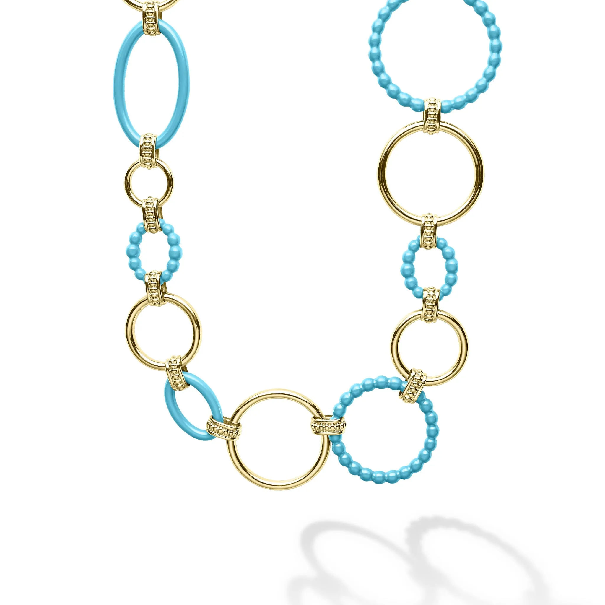 Meridian 18K Gold and Blue Ceramic Link Necklace